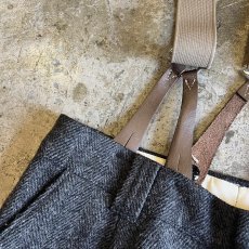 画像7: OLD【WOOL RICH】ALL OVER HERRINGBONE PATTERN WOOL SUSPENDER DESIGN PANTS / W29 (7)