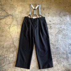 画像1: 1 TUCK DESIGN BLACK COLOR SUSPENDER SLACKS PANTS / W34 (1)