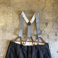 画像5: 1 TUCK DESIGN BLACK COLOR SUSPENDER SLACKS PANTS / W34 (5)