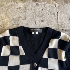 画像7: 【COMME des GARCONS】FRONT CHECKER DESIGN WOOL KNIT L/S TOPS / Ladies M (7)