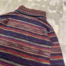 画像4: 【CATHERINE ANDRE】COLOR MIX BORDER PATTERN KNIT SWEATER / Mens L (4)