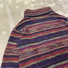 画像3: 【CATHERINE ANDRE】COLOR MIX BORDER PATTERN KNIT SWEATER / Mens L (3)