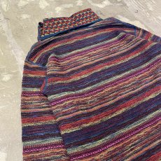 画像9: 【CATHERINE ANDRE】COLOR MIX BORDER PATTERN KNIT SWEATER / Mens L (9)