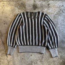 画像1: POINT STRIPE MOHAIR GLITTER DESIGN KNIT TOPS / Ladies M  (1)