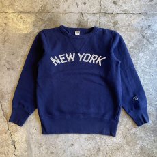 画像1: "NEW YORK" FRONT LOGO PRINTED DESIGN L/S SWEAT / Ladies S(M) / MADE IN USA (1)