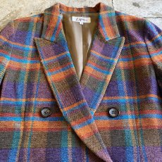 画像4: COLOR CHECK PATTERN DESIGN DOUBLE JACKET / Ladies L  (4)