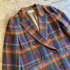 画像3: COLOR CHECK PATTERN DESIGN DOUBLE JACKET / Ladies L  (3)