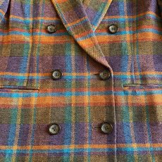 画像6: COLOR CHECK PATTERN DESIGN DOUBLE JACKET / Ladies L  (6)