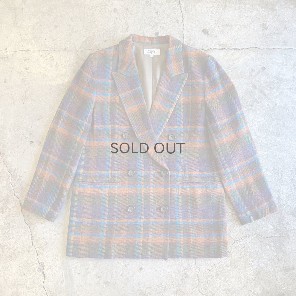 画像1: COLOR CHECK PATTERN DESIGN DOUBLE JACKET / Ladies L  (1)