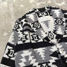 画像3: MONOTONE NATIVE PATTERN SHAWL COLLAR GOBELIN JACKET / Mens L (3)