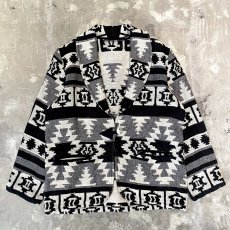 画像1: MONOTONE NATIVE PATTERN SHAWL COLLAR GOBELIN JACKET / Mens L (1)