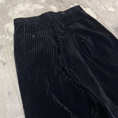 画像9: ALL OVER STRIPE PATTERN BALCK VELOUR WIDE SLACKS / W31 (9)