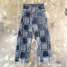 画像1: ALL OVER PATCHWORK WIDE DENIM PANTS / W30 (1)