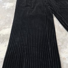 画像7: ALL OVER STRIPE PATTERN BALCK VELOUR WIDE SLACKS / W31 (7)