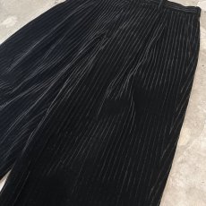 画像4: ALL OVER STRIPE PATTERN BALCK VELOUR WIDE SLACKS / W31 (4)