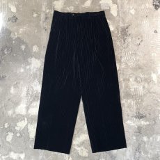 画像1: ALL OVER STRIPE PATTERN BALCK VELOUR WIDE SLACKS / W31 (1)