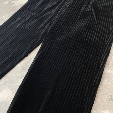 画像6: ALL OVER STRIPE PATTERN BALCK VELOUR WIDE SLACKS / W31 (6)