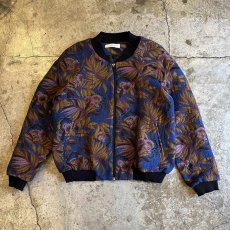 画像1: ALL OVER FLOWER PATTERN JACQUARD ZIP UP JACKET / Ladies M(36) / MADE IN FRANCE  (1)