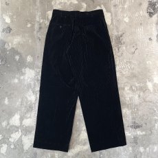 画像2: ALL OVER STRIPE PATTERN BALCK VELOUR WIDE SLACKS / W31 (2)