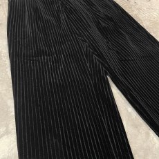 画像5: ALL OVER STRIPE PATTERN BALCK VELOUR WIDE SLACKS / W31 (5)