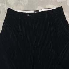 画像10: ALL OVER STRIPE PATTERN BALCK VELOUR WIDE SLACKS / W31 (10)