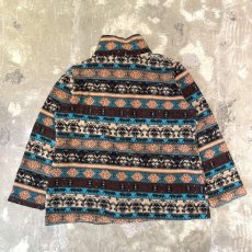 画像2: ALL OVER MULTI BORDER PATTERN HALF ZIP FLEECE / Mens L (2)