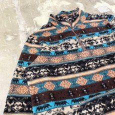 画像3: ALL OVER MULTI BORDER PATTERN HALF ZIP FLEECE / Mens L (3)