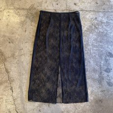 画像2: BLACK COLOR LACE SHEER BACK SLIT SKIRT / W30 (2)