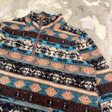 画像4: ALL OVER MULTI BORDER PATTERN HALF ZIP FLEECE / Mens L (4)