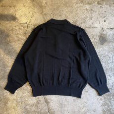 画像2: BLACK COLOR POINT LACE COLLAR DESIGN L/S POLO TOPS / Ladies M (2)