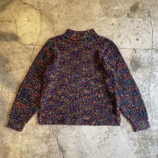 画像2: EMBOSS DESIGN MIX COLOR KNIT TOPS / Ladies M (2)