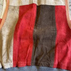 画像10: COLOR SUEDE LEATHER PATCHWORK DESIGN SHORT VEST / Ladies S~M (10)