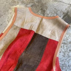 画像9: COLOR SUEDE LEATHER PATCHWORK DESIGN SHORT VEST / Ladies S~M (9)