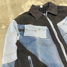 画像3: MULTI DENIM PATCHWORK ZIP UP JACKET / Mens XL (3)