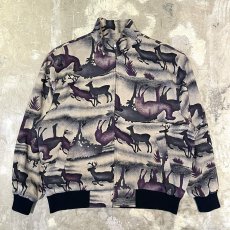 画像1: ANIMAL GRAPHIC PATTERN HI-NECK ZIP UP JACKET / Mens L (1)