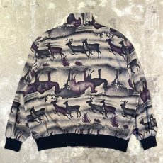 画像2: ANIMAL GRAPHIC PATTERN HI-NECK ZIP UP JACKET / Mens L (2)