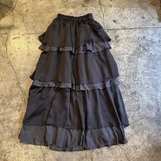 画像2: GREY COLOR TIERED DESIGN LONG SKIRT / W22~W31 (2)