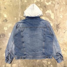 画像2: SWEAT HOODIE SWITCHED DENIM JACKET / Mens L (2)