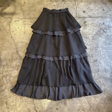 画像1: GREY COLOR TIERED DESIGN LONG SKIRT / W22~W31 (1)