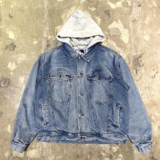 画像1: SWEAT HOODIE SWITCHED DENIM JACKET / Mens L (1)