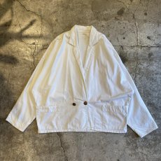 画像1: WHITE COLOR DOLMAN SLEEVE DESIGN COTTON DOUBLE JACKET / Ladies L (1)