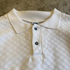 画像4: EMBOSS PATTERN DESIGN VOLUME SLEEVE COTTON L/S POLO TOPS / Ladies L / MADE IN USA (4)