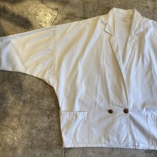 画像8: WHITE COLOR DOLMAN SLEEVE DESIGN COTTON DOUBLE JACKET / Ladies L (8)