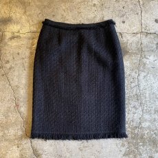 画像1: TWEED DESIGN FRINGE KNIT DESIGN SKIRT / W27 (1)