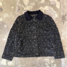 画像1: ALL OVER BOTANICAL PATTERN COLLAR SWITCHED FLEECE JACKET / Mens M (1)