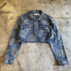 画像1: FLORAL PATTERN SHORT DESIGN DENIM JACKET / Ladies M (1)