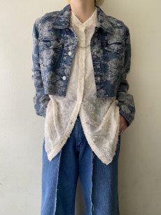 画像14: FLORAL PATTERN SHORT DESIGN DENIM JACKET / Ladies M (14)