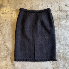 画像2: TWEED DESIGN FRINGE KNIT DESIGN SKIRT / W27 (2)