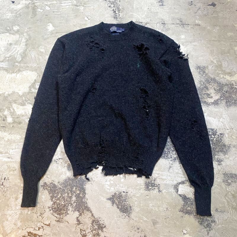 RALPH LAUREN】CRASH DAMAGE KNIT SWEATER / Mens L【UNDERLAND ONLINE